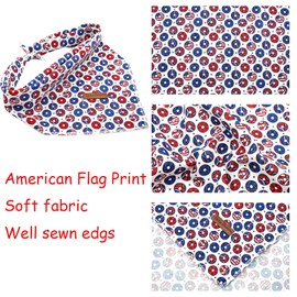 Bobo Rainbow Independence Day Dog Bandana, Patriotic 4th of July Pet Kerchief 1PC Washable Cotton Square Dog Scarfs for Small Medium Large Dogs