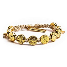 My Saint My Hero Benedictine Blessing Bracelet - Metallic Gold/Gold