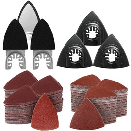 156 Multitool Sanding Plate for Delta Sanders, 3 Finger Sanding Pad Holder and 3 Triangle Sanding Discs, 150 Sheets Sandpaper, Includes 60/80/100/120/180/240 Grit