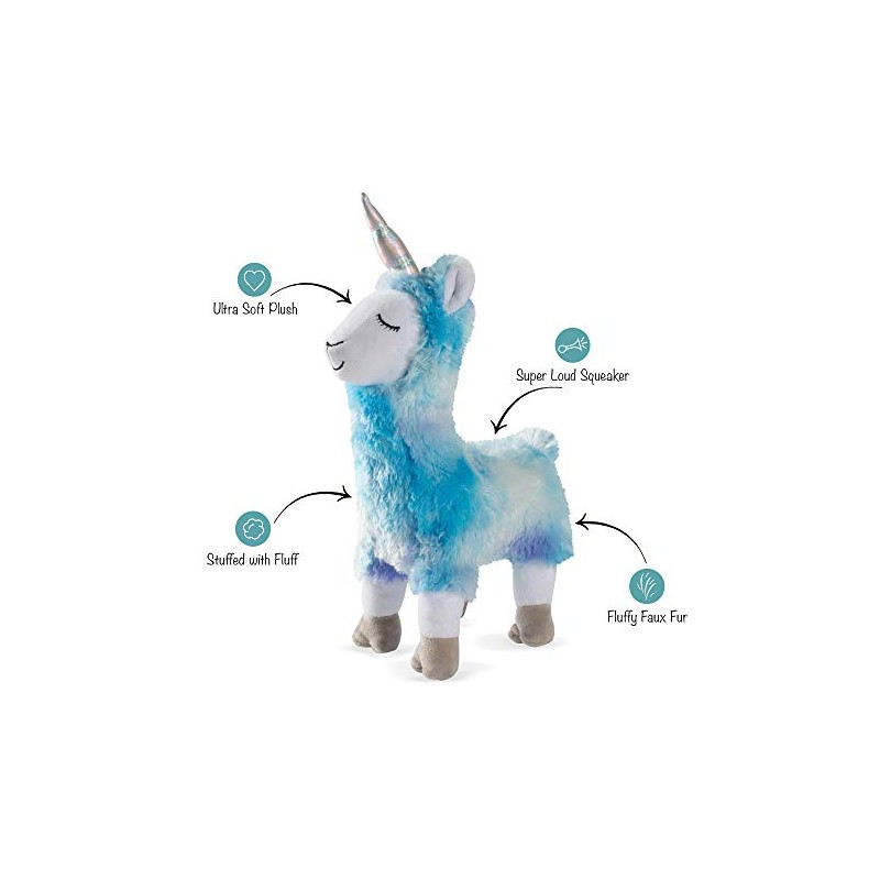Fringe Studio Dog Toy, Cool Blues Llamacorn-Plush Pet Toy (289358)