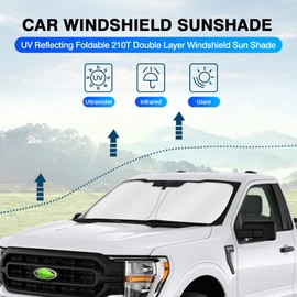 KUST Windshield Sun Shade for 2021-2024 2025 Ford F150 F250 F350 Accessories Super Crew Cab, Super Cab, Regular Cab Window Sunshade Sun Visor Protector Foldable Blocks UV Rays Keep Your Car Cooler
