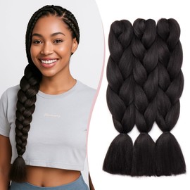 SEGO Pro Braiding Hair Extensions 24 Inch Synthetic Jumbo Box Braid Hair for Crochet Twist Braids for Women Pack of 3 (Black)