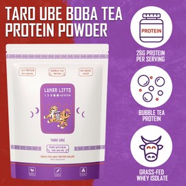 Lunar Lifts Nutrition Taro Ube Boba Tea Protein Powder | 26g Taro Milk Tea Powder | Whey Protein Isolate Powder | Bubble Tea High Protein Powder | No Added Sugars or Artificial Ingredients