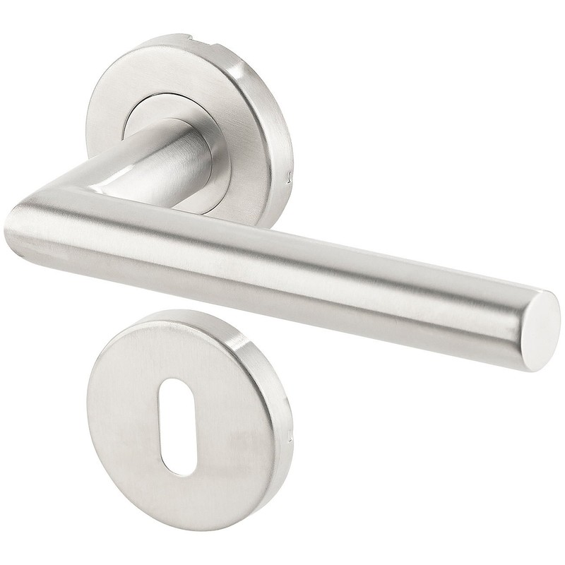 AGT Door Handle Set: Modern Stainless Steel Door Fitting Set,