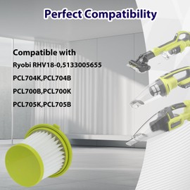 4 Pack HEPA Filters Compatible with Ryobi RHV18-0 ONE+ 18V Hand Vacuum, PCL704K, PCL700B,PCL705 – Replacement for A32F05N, A32HF00