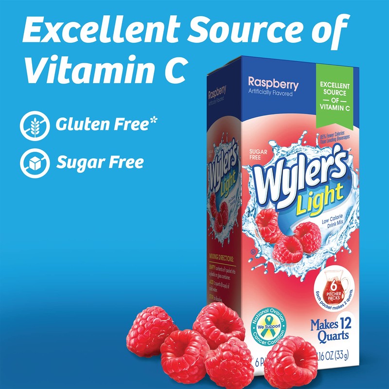 Wyler's Light Pitcher Packs, Water Drink Mix,Raspberry,6 Pitcher Packets
