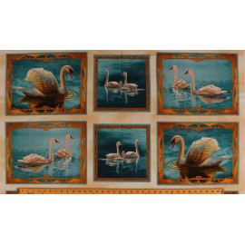 Quilting Treasures 24" X 44" Panel Majestic Swans Birds on Water Nature Cotton Fabric D764.58