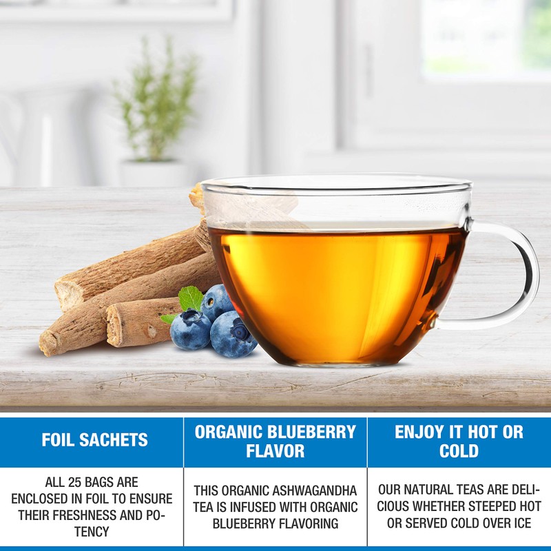 Tipson Organic Ashwagandha Tea Infusions - Blueberry - 25 Premium