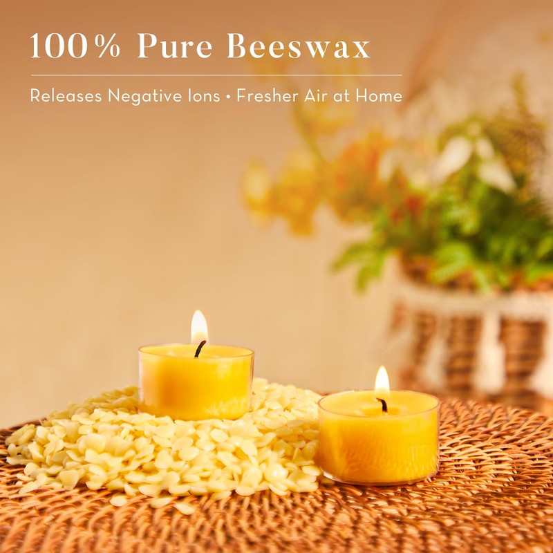 Ashlux Beeswax Tea Lights Candles 6 Pack, 6 Hours Clean