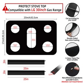 Stove Burner Covers - Reusable Stove Cover For 30 Inch LG Gas Range Model LRG3093 LRG3095 LRG3061 LRG3193 - Non-Stick Washable Stove Top Cover With 2Pcs Stove Gap Covers For 30 LG Stove Top Protector