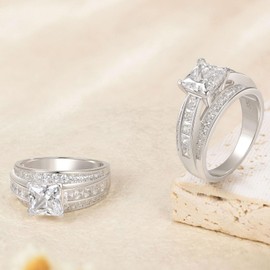 SHELOVES Princess Cut Wedding Rings for Women 5A Cubic Zirconia Engagement Ring 925 Sterling Silver Sz 6