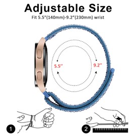 Nylon Strap for Garmin Vivoactive 5/3 Music Strap,Venu/Venu 2 Plus,Venu Sq/Sq Music/Sq 2/Sq 2 Music Strap, 20mm Adjustable Replacement Watch Strap (Blue)