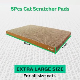 Cat Scratch Pad 5 in 1, Cardboard Cat Scratcher, Cat Scratcher Cardboard, Scratching Pads for Indoor Cats, Cat Scratching Post Reversible Cat Scratching Board (5 Pack)