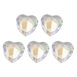 MECCANIXITY 5 Pcs 3D Heart Light Yellow Nail Rhinestones K9 Glass Crystal Rhinestones Pointed Back Crooked Heart Gems for Nail Charm Art DIY Decoration Craft 8x8mm