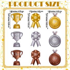 AmazingSpark 54 Pcs Assorted Award Ribbon Cutouts Gold Silver Bronze Medals Classic Trophy Rosette Accents 1st 2nd 3rd Place Recognition Achievement Award Cutouts for Classroom School Diploma