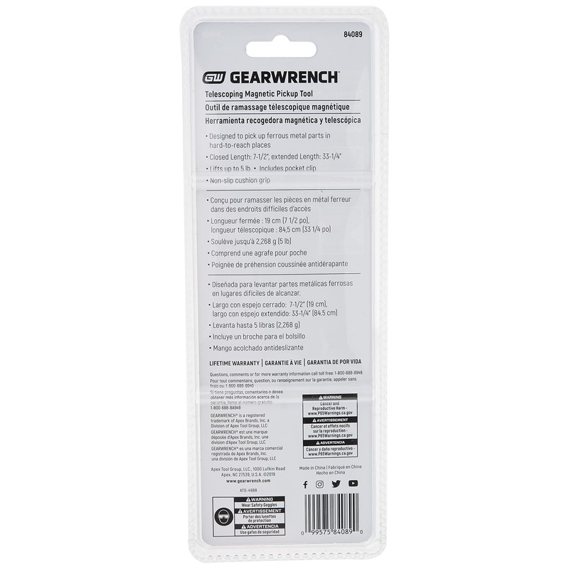GEARWRENCH 33-1/4" Telescoping Magnetic Pickup Tool 5 lb. Capacity -
