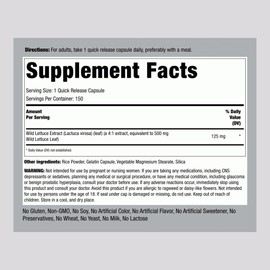 Piping Rock Wild Lettuce Extract | 150 Capsules | Concentrated Herbal Supplement | Non GMO, Gluten Free