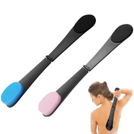 Lotion Applicator for Back 2Pcs Back Lotion Applicator - Adjustable Self-Care Tool for Hard-to-Reach Areas, Foldable Body Cream Applicator with Sponge Head (Blue & Pink, 35cm)