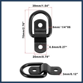 INFINAUTO 10pcs Trucks D Ring Tie Down Anchor for Trailer 1/4" Diameter Black Stylish Design
