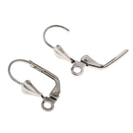 Perlin - 24 stainless steel ear hooks, stud earrings, folding hook earrings, ear clasp, folding backs, 18 mm, M132 x 3