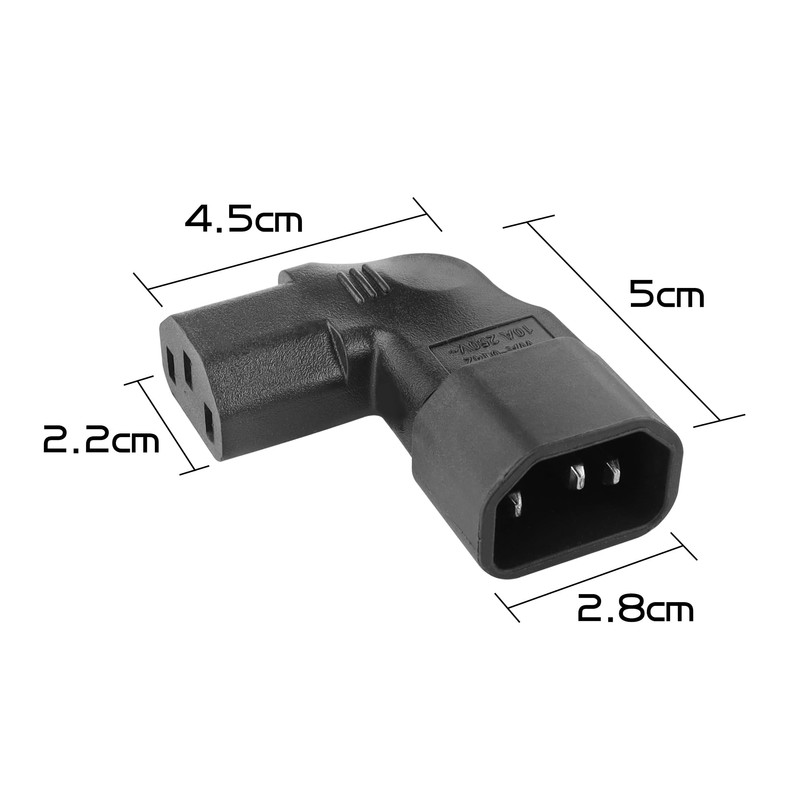 C14 to C13 Power Adapter YACSEJAO 2PCS IEC320 C14 to