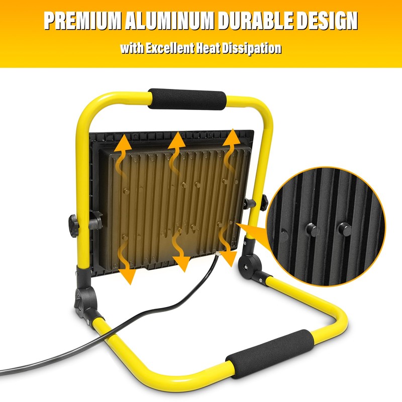 YOJZMA 100W Work Light 10000 LM LED Construction Spotlight Outdoor