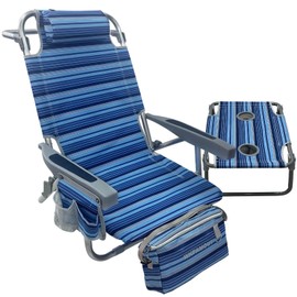 WKFAMOUT Backpack Beach Chair Aluminum with Folding Camping Table 5-Position Lay Flat Lounge Chair Outdoor for Adults with Insulated Cooler Bag and Cup Holder