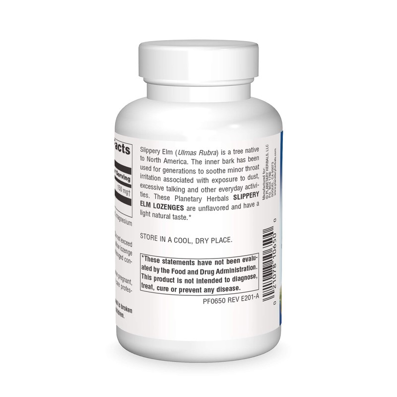 Planetary Herbals Slippery Elm Lozenges, Strawberry, 24 Count