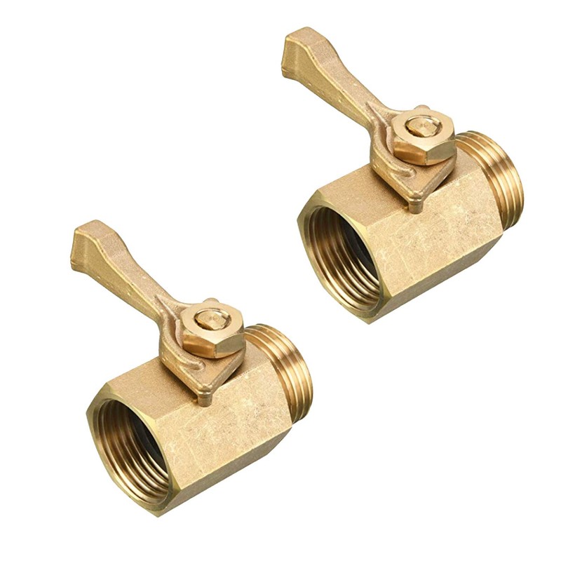 Hourleey 2 Pack Solid Brass Garden Hose Shut Off Valve