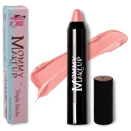 Lápiz Labial Triple Sticks, Rubor en Crema y Tratamiento Todo en Uno con Manteca de Karité y Cacao (Riley Love) de Mommy Makeup