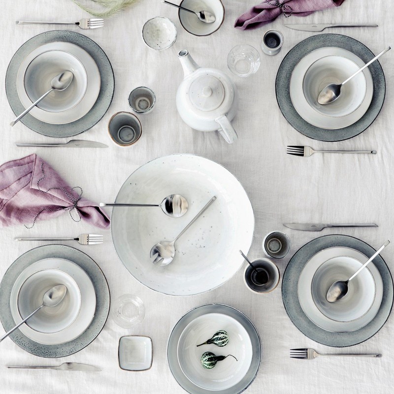 Broste Copenhagen 14533134 Nordic Sea Cup and Saucer, Stoneware, Blue