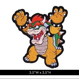 Grateful Dead Mario Bros: Bowser Embroidered Iron On Patch (Left)