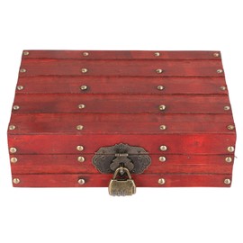 Antique Storage Box with Lock Wooden Document Box for Cosmetic Jewelry Letters Old Photos