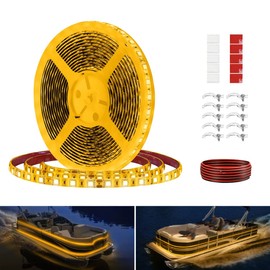 Vbakor Pontoon LED Strip Lights, 12V 5M/16.4FT Waterproof Marine LED Light Boat Interior Lights, Boat Deck Light for Pontoon Fishing Boats, Extension Cable Included (Amber)