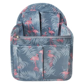 Vercord Backpack Organizer Insert Liner Hanging Travel Bag in Bag with Many Pockets Blue Flamingo Medium