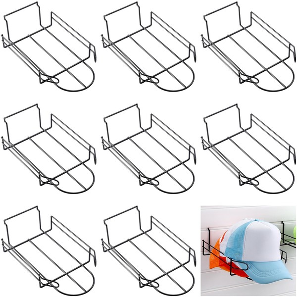 Blulu 8 Pcs Wire Hat Display for Slat Wall Black