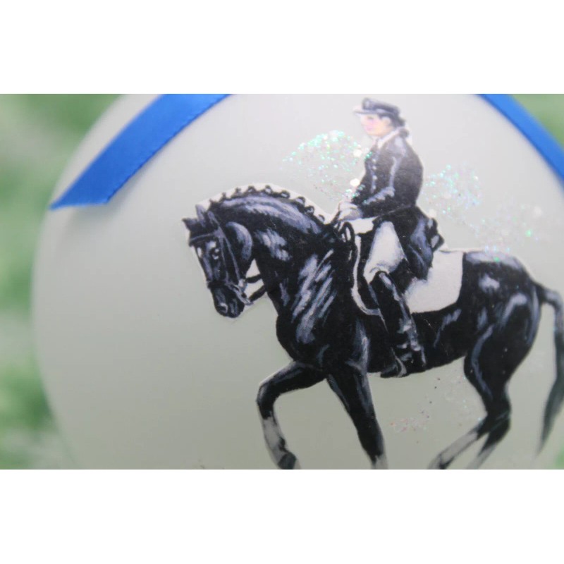 H002 Hand-made Christmas Ornament horse - black piaffe dressage