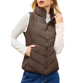 Dokotoo Vest for Women Warm Stand Collar Winter Coats Casual Zip Quilted Vest Sleeveless Outerwear Jacket Womens Fall Fashion 2025 White Coats Vest with Pockets X-Large