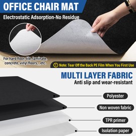 Sayene Office Chair mat for Hardwood Tile Floor,55"x35" Anti-Slip Floor Protector for Home Office,Desk Chair Mat,Computer Chair mat for Rolling Chairs Charcoal Black