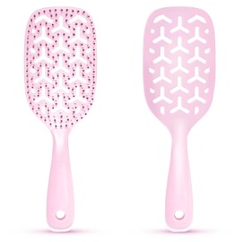 Arthaxi Vented Hair Brush for Women, Pink Hollowed Brush Paddle for Quicker Drying Use Travel Size, Detangling Hairbrush for Hurt-Free Brushing on All Hair Types, Pink, 1 Pack