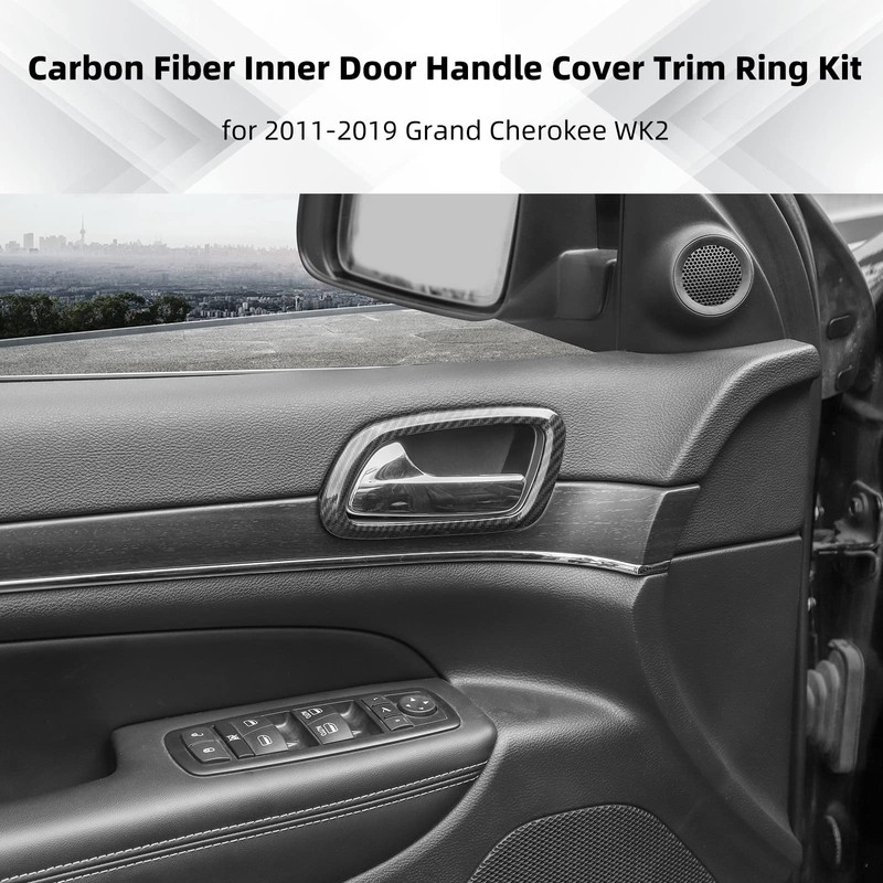 SQQP Carbon Fiber Inner Door Handle Cover Trim Ring Kit