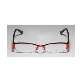 Thalia Perla Womens/Ladies Rxable Spectacular Designer Half-rim Flexible Hinges Eyeglasses/Eyewear (46-15-130, Cherry / Blue)
