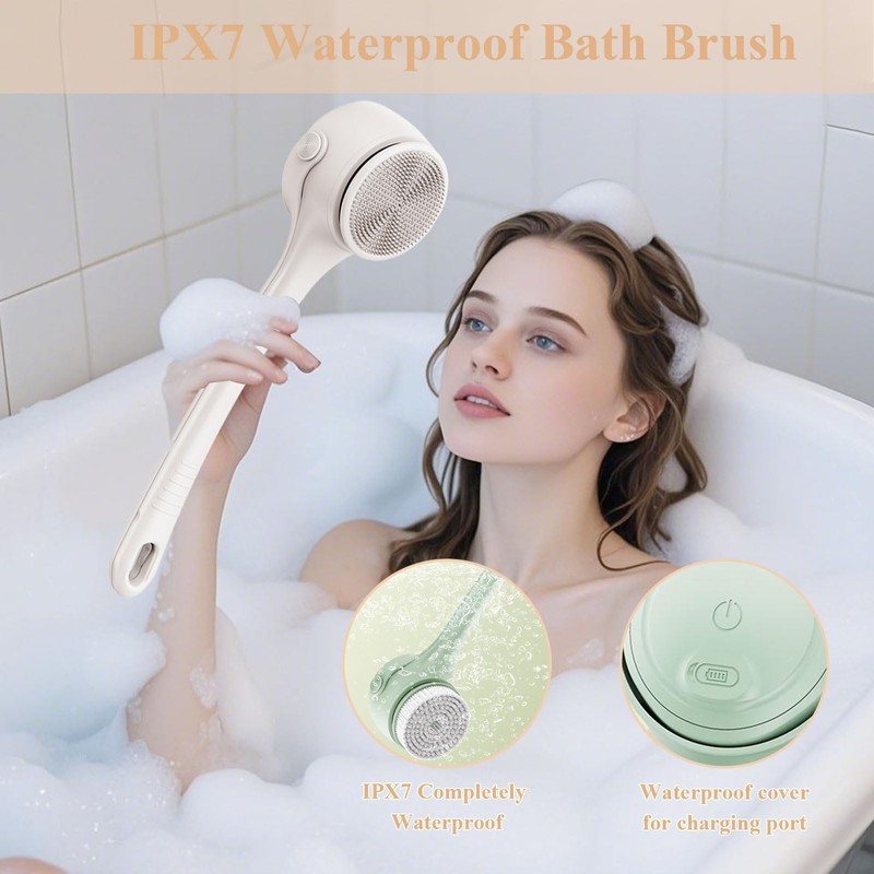 Electric Body Brush, 4 in 1 Back Scrubber for Shower,