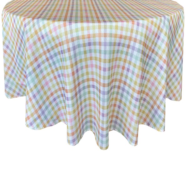 Newbridge Easter Sunshine Gingham 70 Inch Round Fabric Tablecloth, Indoor