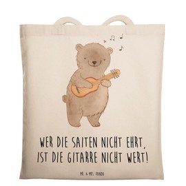 Mr. & Mrs. Panda Tragetasche Gitarre Wert - Geschenk, Saite wertschätzen, Jutetasche, Jutebeutel, Saiten, Musiker, Musizieren, Umhängetasche, Design,
