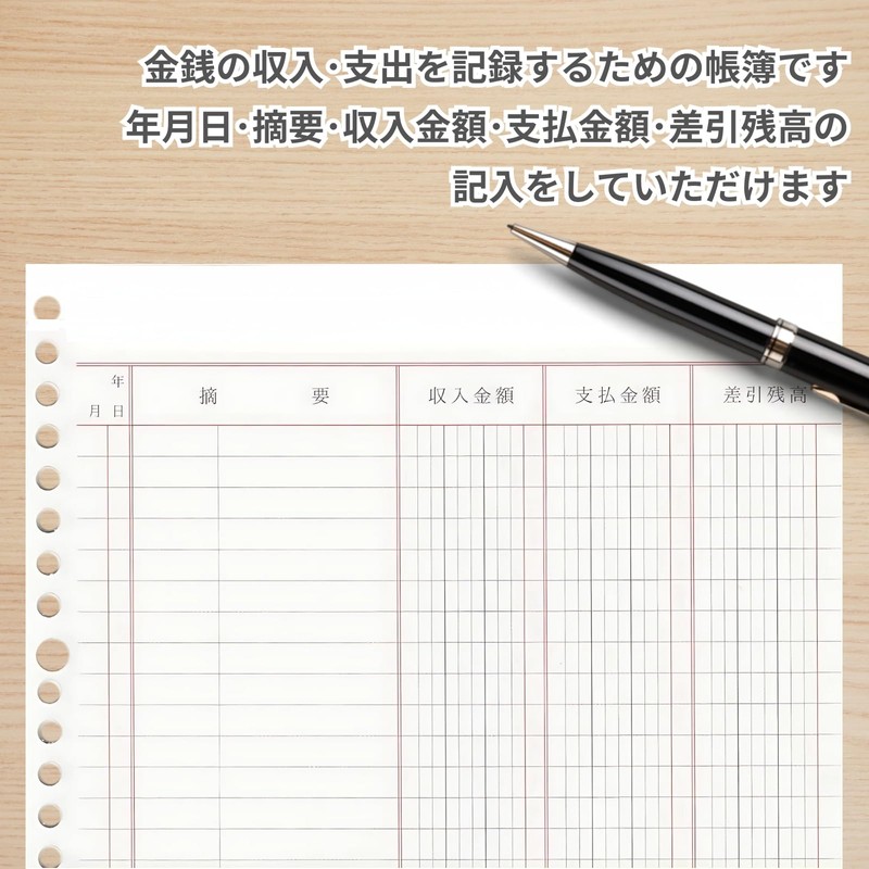Cash Receipt and Disbursement Ledger, Loose Leaf, B5, 26 Holes,