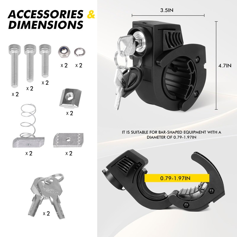 Shovel Holder Rubber Grip Mount Kit with Lock – Fits