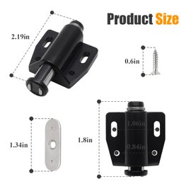 BokWin 4 PCS Magnetic Touch Latch, Black Push Open Cabinet Door Latches and Catches Magnetic Pressure Touch Release with Screws