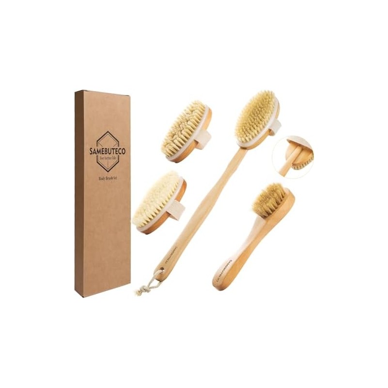 SAMEBUTECO Juego de Cepillos Secos 4 en 1 de Madera