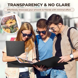 JoyCat Portfolio Binder 11"x17",40 Pockets Art Folder with Clear View Pages, 80 Sheets Presentation Binder for Artists and Students (Black)